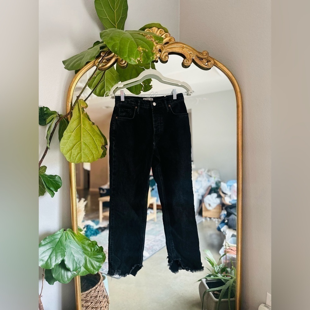 Free people tapered boyfriend black jeans size 25